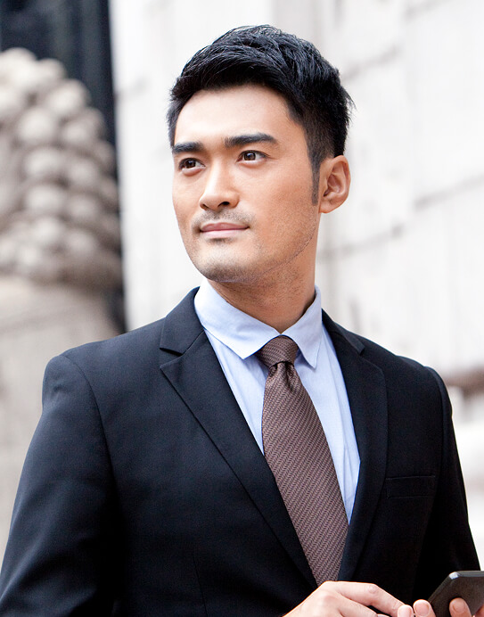 businessman with smart phone outside